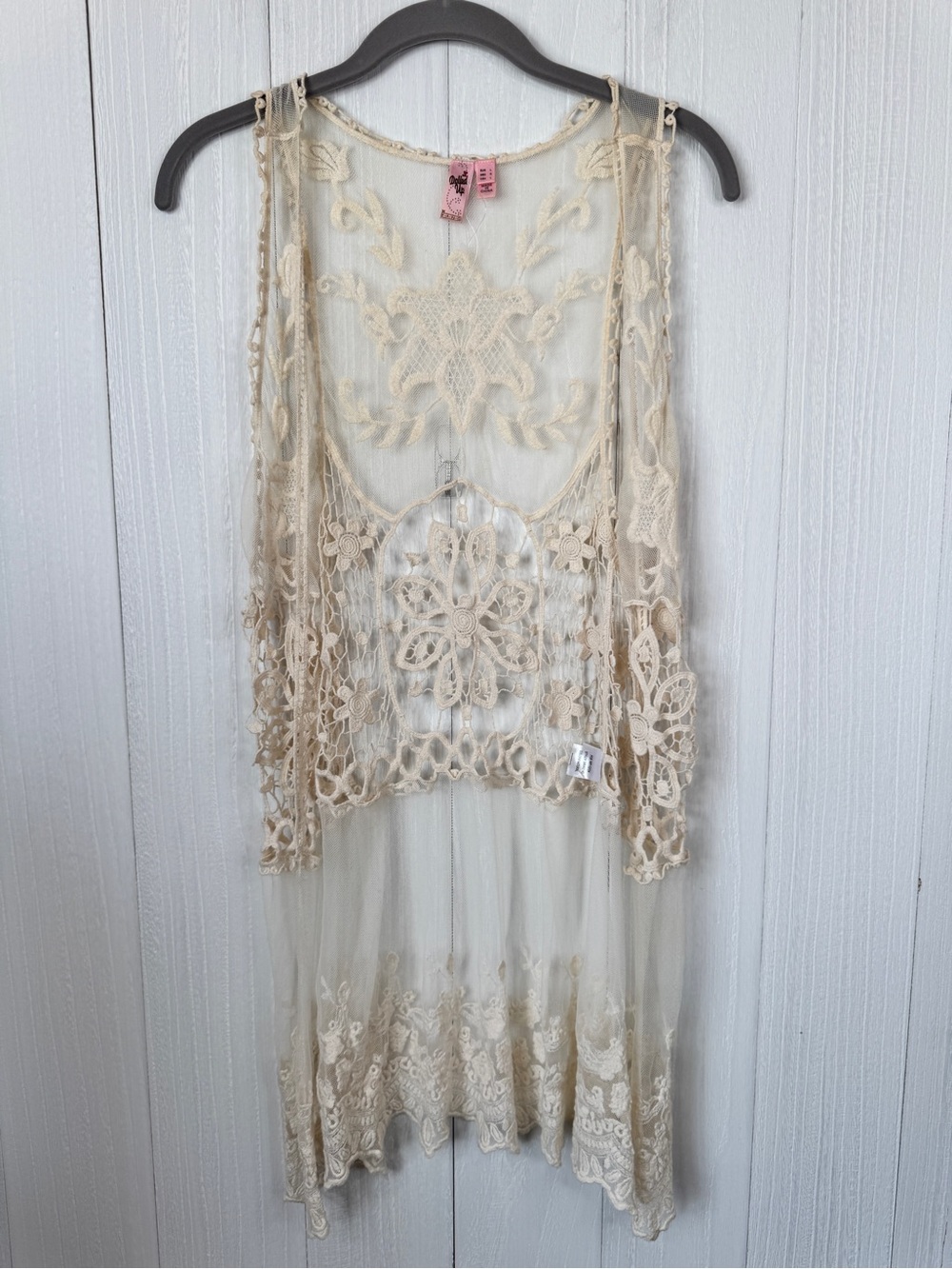 Dolled Up Cream Lace Crochet Duster Cardigan